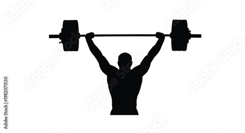 Silhouette of a weightlifter successfully completing an overhead press