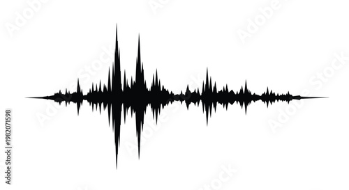 A black and white waveform graphic representing an audio signal