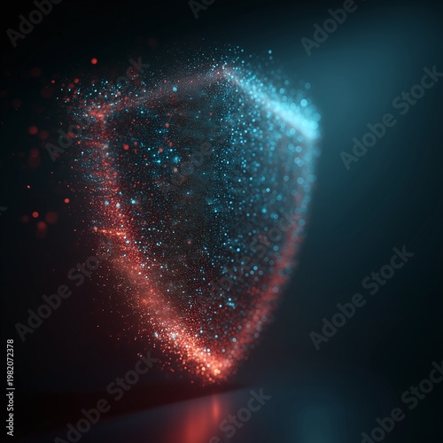 Holographic cybersecurity shield icon for network safety background