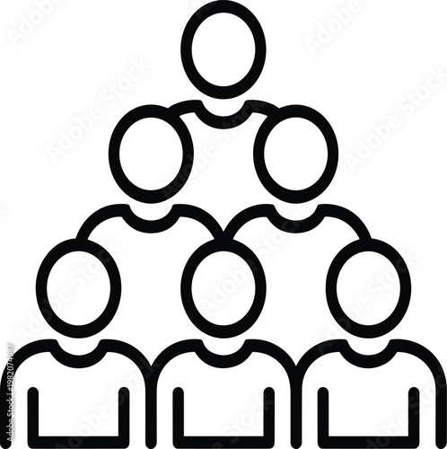 Hierarchical structure of connected people in black outline style vector illustration EPS PNG file