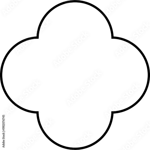 Rounded Clover Shape, Quatrefoil Shape Clover Frame Gothic Window Outline, Four Leaf Trefoil Moroccan Tile