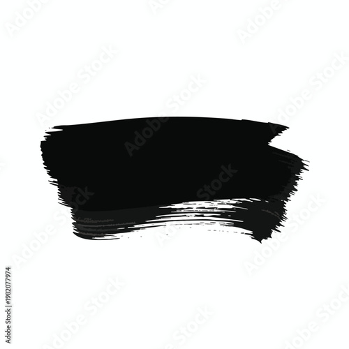 Black Paint Brush Stroke on White Background for Creative Design and Art Projects