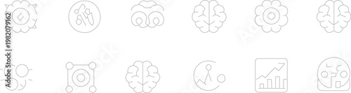  DNA Graph Brain Editable icons Vector illustration