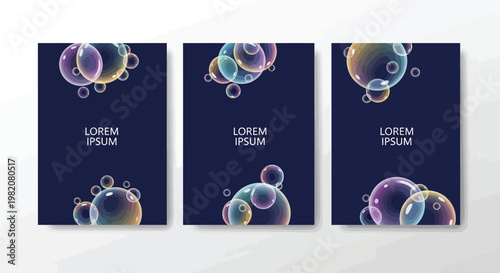 Business Card Templates, Modern, Gradient Bubbles, Dark Blue