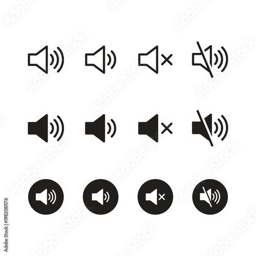 Volume Control & Mute Speaker Icons Set - Vector Symbols for UI, Web, Mobile & App Design