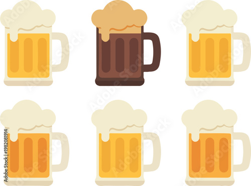 Vector illustration of a beer mug glass with foam for bar beverage design