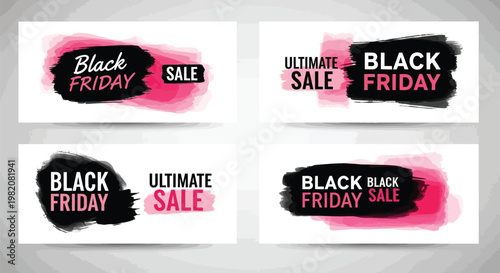 Black Friday sale labels, discount badges, promotional stickers