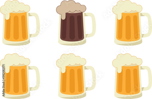 Vector illustration of a beer mug glass with foam for bar beverage design