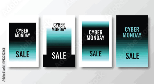 Cyber Monday sale banners, gradient templates, vector