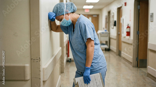 Doctor Showing Signs of Stress and Fatigue in Operating Theater
