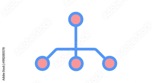Simple network diagram with nodes and connections, representing data flow, connections, or relationships