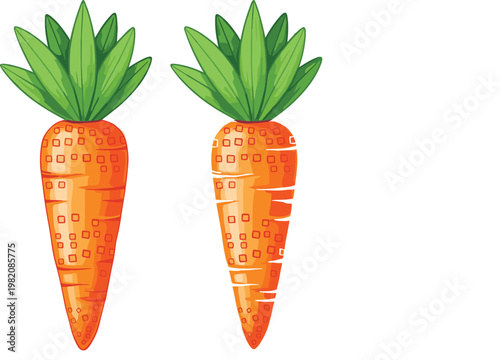 Fresh and Colorful Carrot Vector with Green Leaves for Healthy Food and Organic Designs