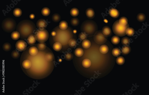 Quadro em tela Abstract bokeh lights a dark background with warm blurry orbs