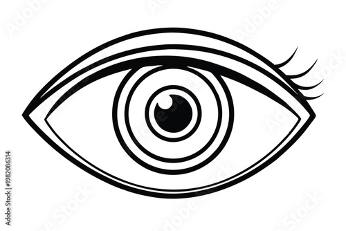 eye silhouette line art vector illustration with a white background