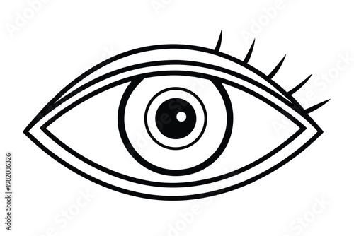eye silhouette line art vector illustration with a white background