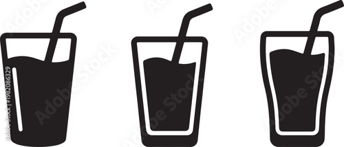 Isolated vector illustration of a pencil and a fresh glass of water with ice and a straw, featuring a cold beverage liquid icon in a clear container on white