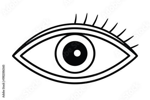 eye silhouette line art vector illustration with a white background