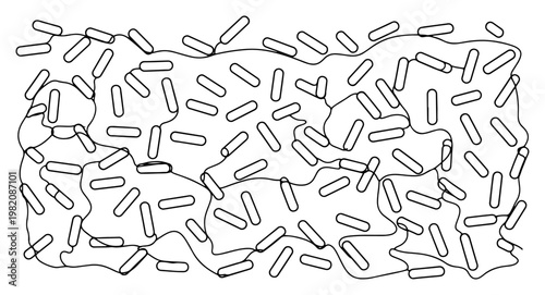 Capsule pills or sprinkles pattern background in continuous line art style