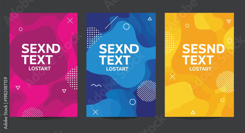 Social media post templates, colorful backgrounds, text placeholders