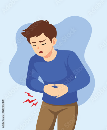 young man stomach ache