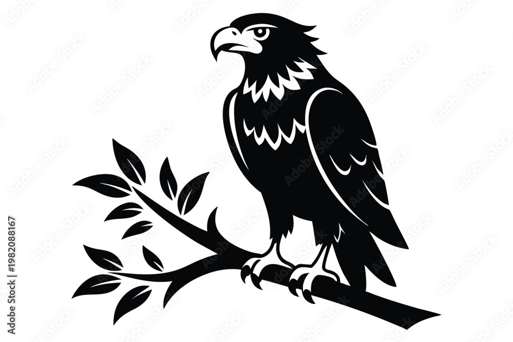 Fototapeta premium eagle bird silhouette line art vector illustration with a white background