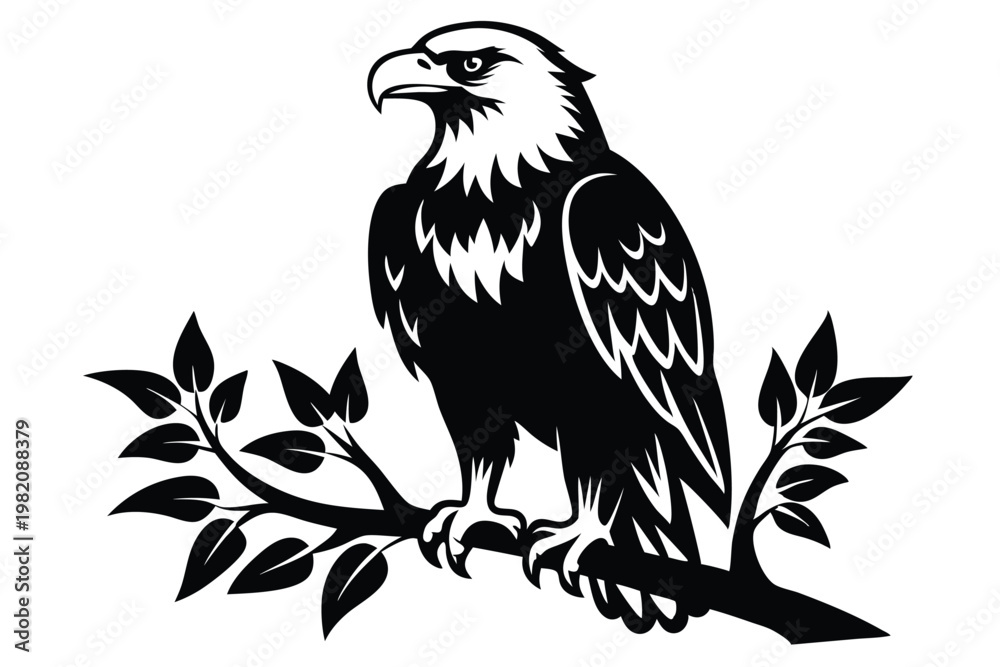 Obraz premium eagle bird silhouette line art vector illustration with a white background