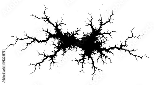 Ground crack silhouette resembling lightning bolts or tree roots in black ink grunge style