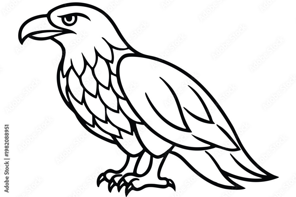 Obraz premium eagle bird silhouette line art vector illustration with a white background