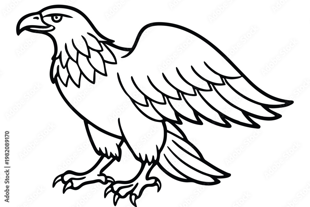 Obraz premium eagle bird silhouette line art vector illustration with a white background