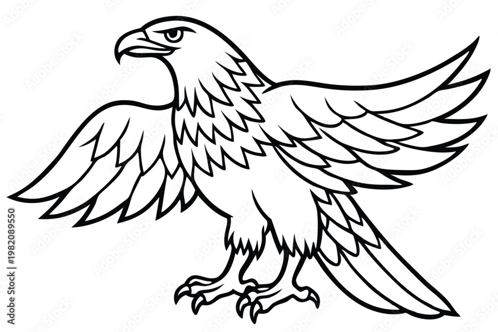 Obraz premium eagle bird silhouette line art vector illustration with a white background