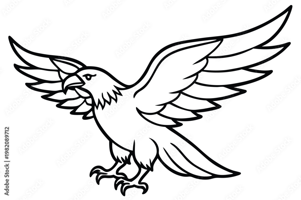 Obraz premium eagle bird silhouette line art vector illustration with a white background