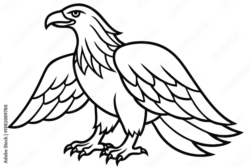 Obraz premium eagle bird silhouette line art vector illustration with a white background