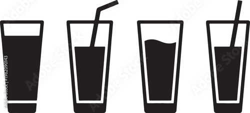 Vector illustration of a set of colorful disposable drinking straws isolated for a juice beverage, water glass, or bar cocktail drink container