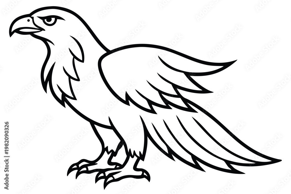 Obraz premium eagle bird silhouette line art vector illustration with a white background