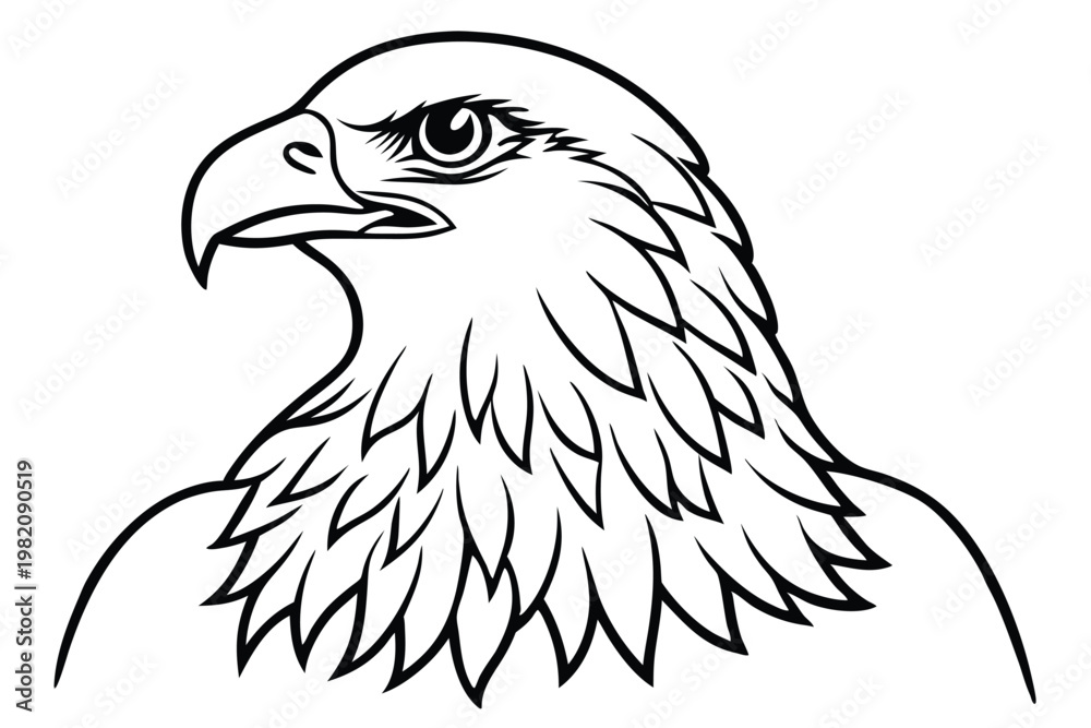 Obraz premium eagle bird silhouette line art vector illustration with a white background