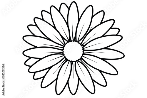daisy flower silhouette line art vector illustration with a white background
