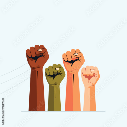 Diverse Group of Hands Raised in Unity and Solidarity