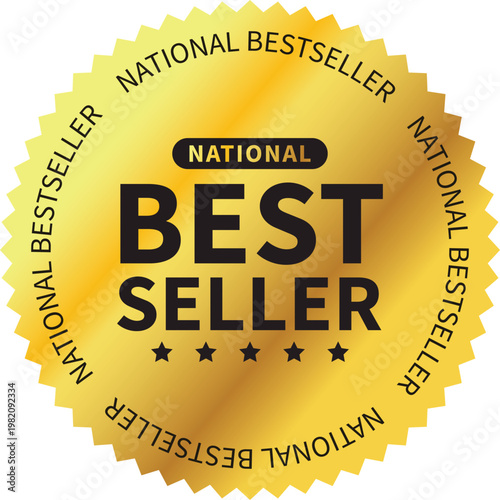 National Best Selling Gold Label, Luxury Business Icon For logo design, icon, seal, label, badge, sticker, emblem, symbol, pin, product packaging.