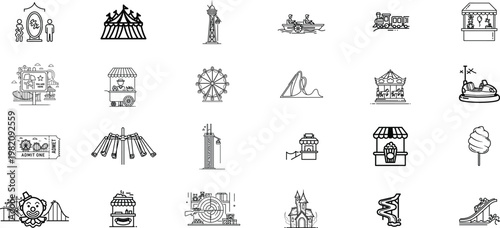 Collection of vintage black and white architectural and religious icons