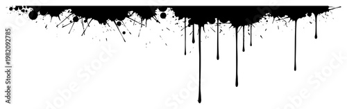 Messy black ink splatters and dripping paint top border urban style