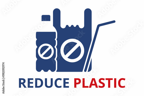 Reduce Plastic Pollution Eco Awareness Icon
