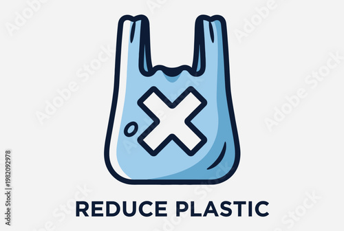 Plastic Bag Prohibition Reduce Plastic Eco Awareness Icon Illustration