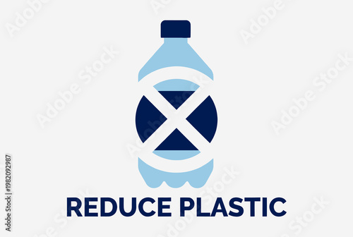Reduce Plastic Bottle Prohibition Eco Awareness Symbol Illustration