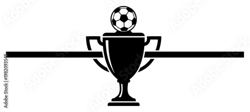 Soccer championship trophy cup with winner ball in bold graphic style