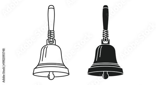 Bell icons, black and white illustration, bell set, vector graphics