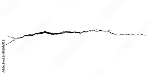 A single jagged horizontal crack line isolated on a pure white background for design purposes