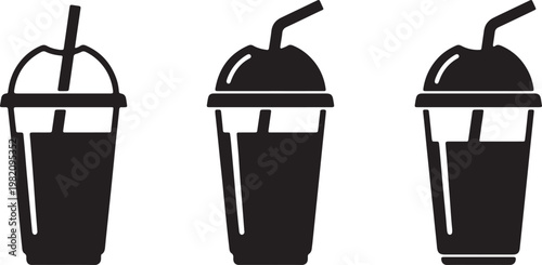 Isolated vector illustration of a cartoon ice cream icon set featuring food and beverage symbols like a coffee cup, water glass, and tea container on a clean white background                          