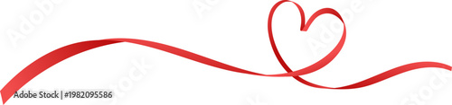 red ribbon forming heart shape vector illustation
