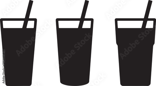Isolated vector illustration of a cold glass of cola beverage with ice cubes and a red straw in a plastic soda cup on a white background