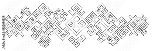 Cuadro en lienzo Geometric ethnic border pattern with intricate square knotwork and traditional f